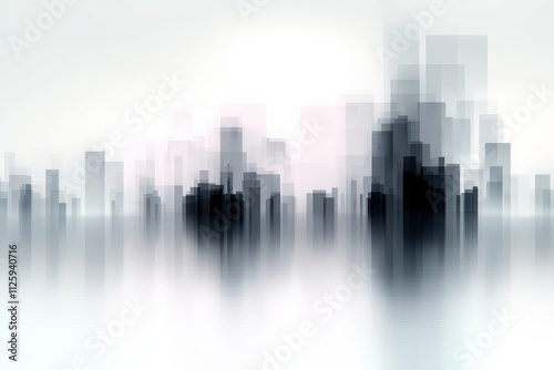 Abstract cityscape with blurred structures and a minimalist aesthetic.