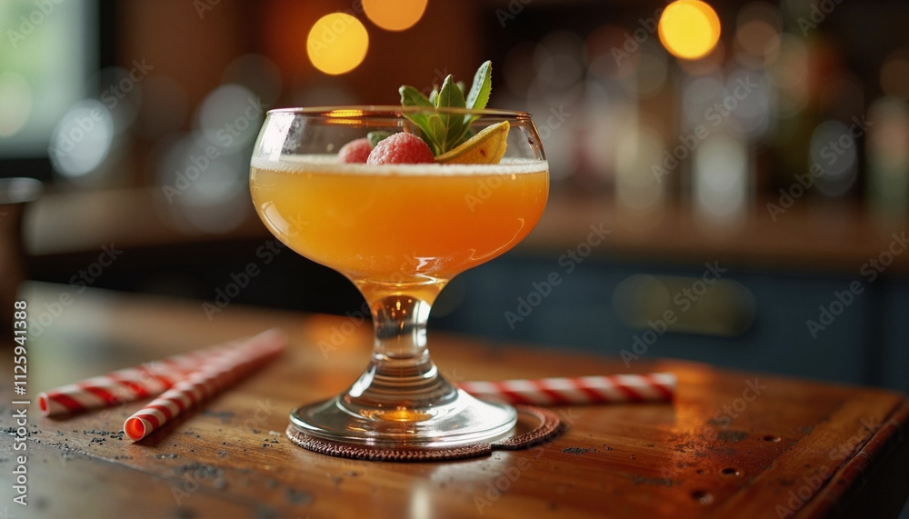 Celebrate International Bartender Day with a colorful cocktail and festive straws at a lively bar Celebrate International Bartender Day with a colorful cocktail and festive straws at a lively bar