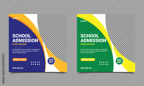 School admission social media post banner design.