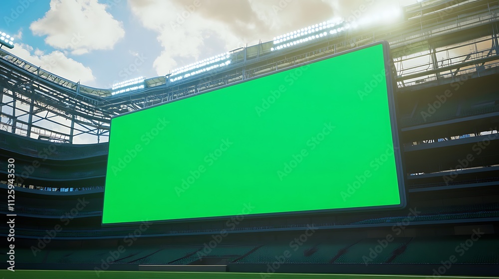 Digital Scoreboard with green screen at stadium Digital Scoreboard with green screen at stadium
