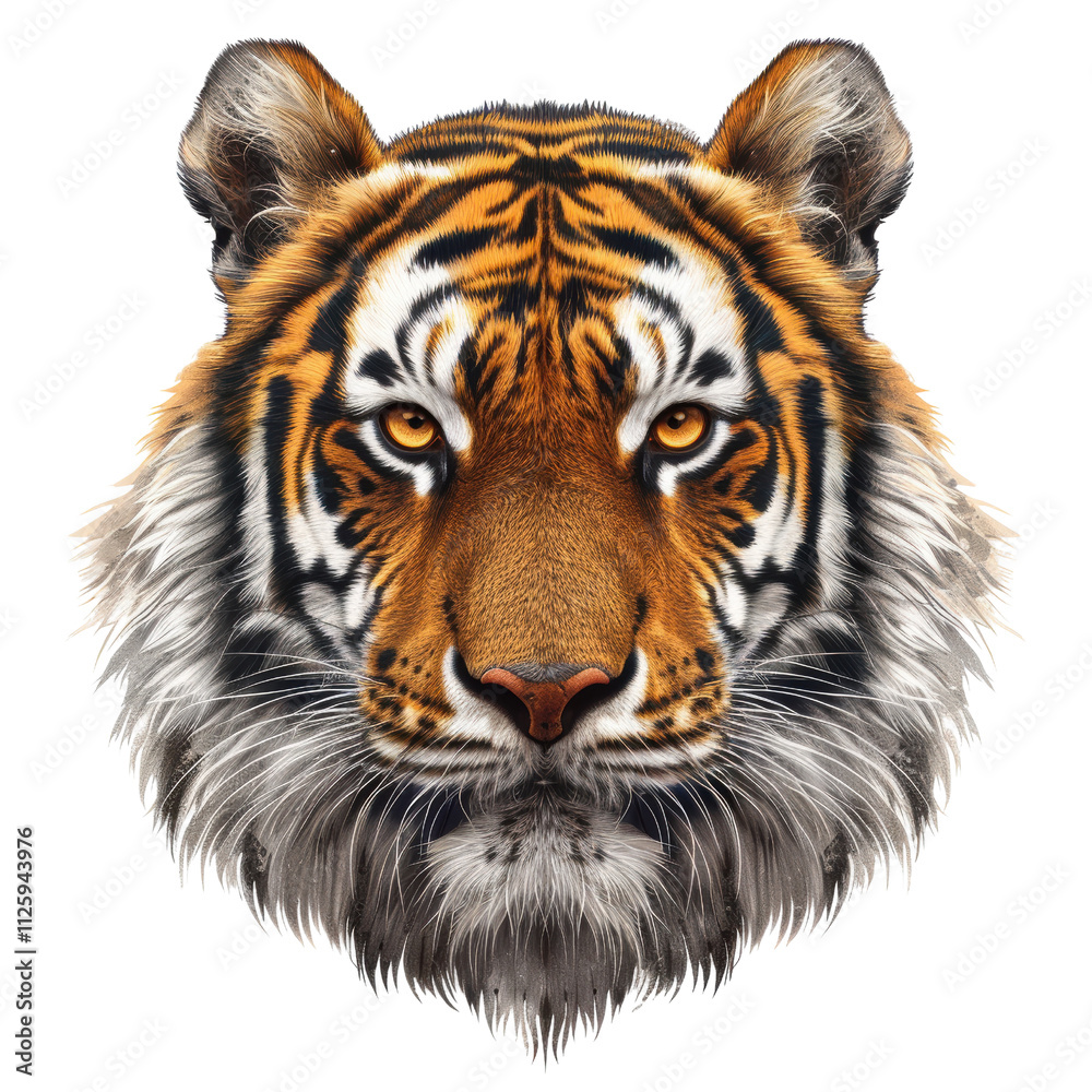 Striking Tiger Portrait A Captivating Display of Power and Grace in the Heart of the Wild, Enhanced with Rich Colors and Detailed Textures