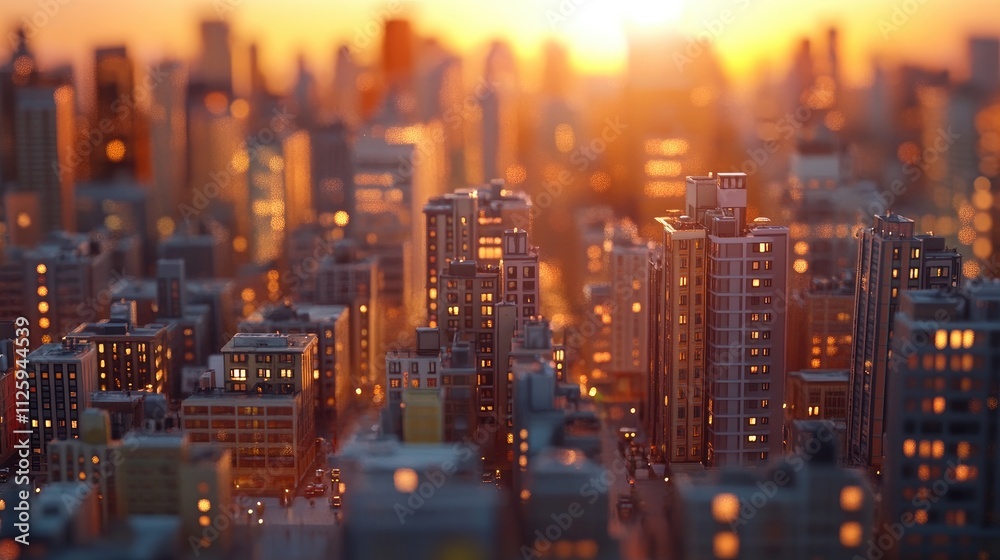 A cityscape model with detailed architecture, basking in the warm light of a setting sun, creating a serene and realistic atmosphere. A cityscape model with detailed architecture, basking in the warm light of a setting sun, creating a serene and realistic atmosphere.