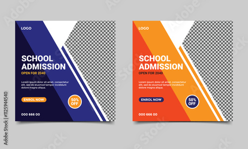 School admission social media post banner design.