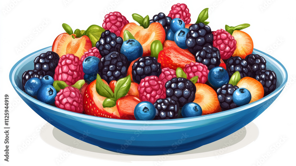 bowl of fresh fruits including berries and apples, perfect for healthy snack bowl of fresh fruits including berries and apples, perfect for healthy snack