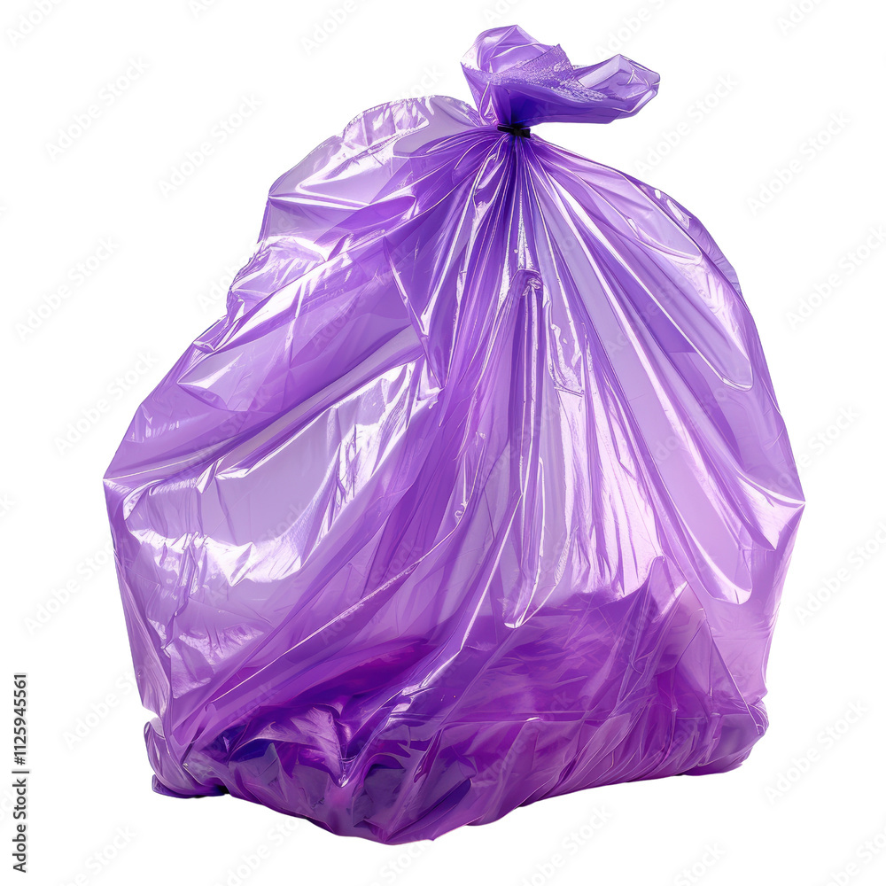 Brightly Colored Trash Bag Standing Proudly Against a Transparent background, Symbolizing Waste and Environmental Concerns in Daily Life Brightly Colored Trash Bag Standing Proudly Against a Transparent background, Symbolizing Waste and Environmental Concerns in Daily Life