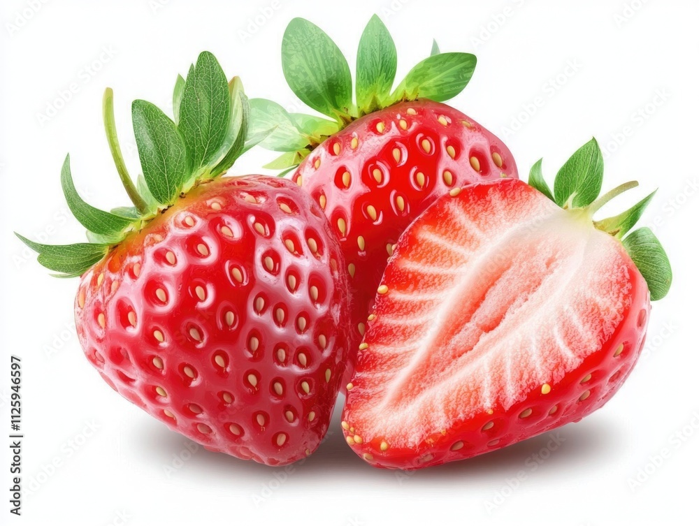 Cut strawberries on white Cut strawberries on white