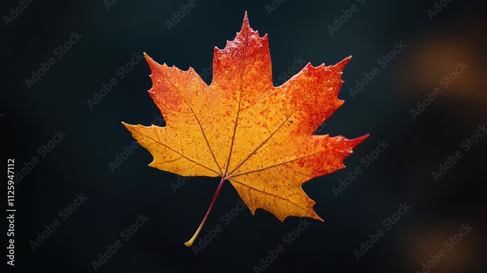 A falling yellow-red gradient maple leaf, side, close-up, best quality, photograph A falling yellow-red gradient maple leaf, side, close-up, best quality, photograph