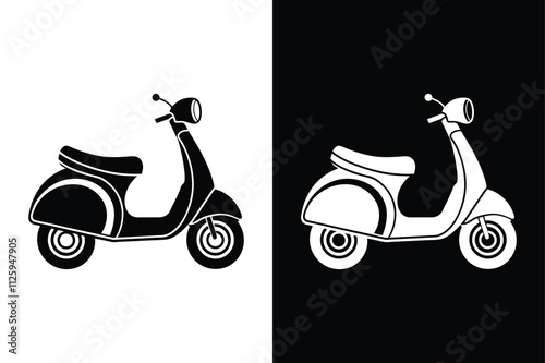 Modern Scooter Icon. Filled Flat Design with Pixel-Perfect Detail photo