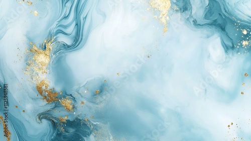 Beautiful abstract light blue marble texture with gold