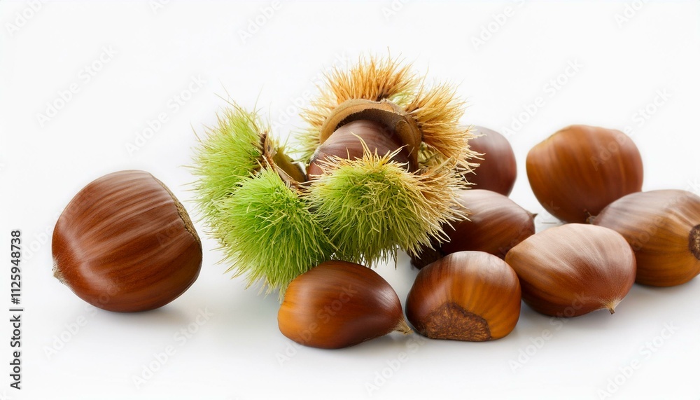 Beechnuts with husks on white background. Natural and organic texture close-up
Beechnuts with husks on white background. Natural and organic texture close-up