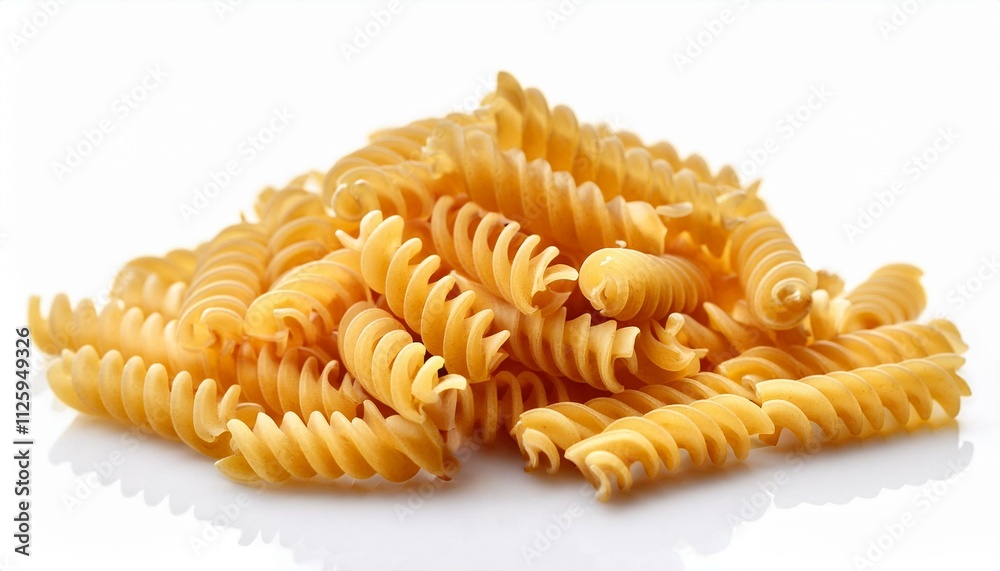 Uncooked Fusilli pasta heap isolated on white background. Perfect ingredient for Italian recipes
Uncooked Fusilli pasta heap isolated on white background. Perfect ingredient for Italian recipes