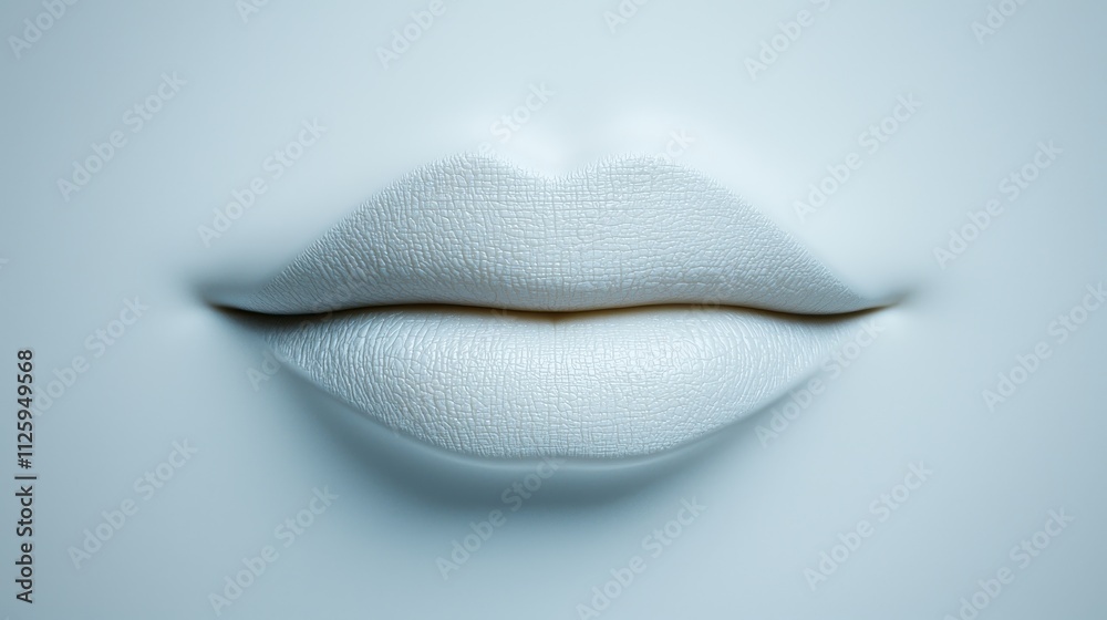 Smooth White Lips on a Soft Minimalist Background with Subtle Texture Smooth White Lips on a Soft Minimalist Background with Subtle Texture