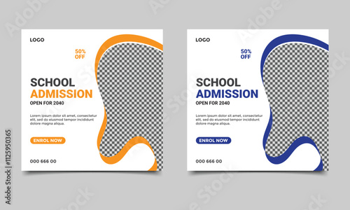 School admission social media post banner design.