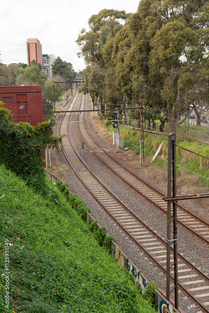 Fototapeta premium View of a section of suburban railway track