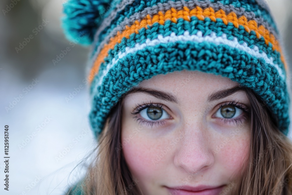 close-up portrait of a person wearing a knitted hat in winter close-up portrait of a person wearing a knitted hat in winter