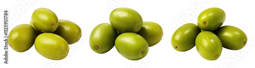 Group of green olives isolated on transparent background