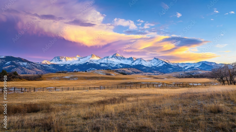 Breathtaking sunset over snowcapped mountains alpine region landscape photography dramatic environment panoramic view nature's canvas Breathtaking sunset over snowcapped mountains alpine region landscape photography dramatic environment panoramic view nature's canvas