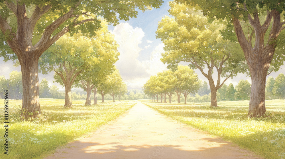 tranquil forest landscape with serene pathway surrounded by lush trees tranquil forest landscape with serene pathway surrounded by lush trees