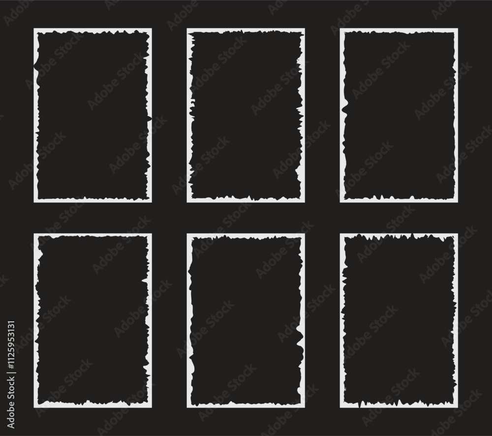 Grunge border, Corners, Background and Textures. Grunge frame set. Dirty borders collection on black background.	