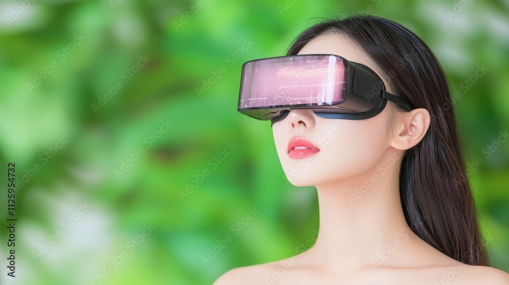 Woman using Augmented Reality Headset Future Tech Innovation Woman using Augmented Reality Headset Future Tech Innovation