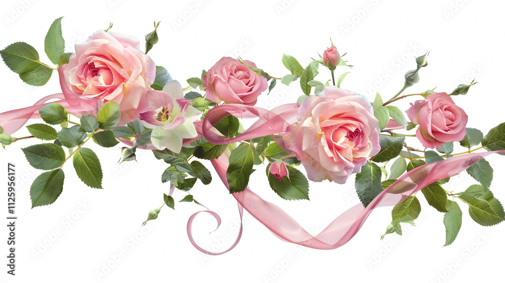 bouquet of pink roses on white background bouquet of pink roses on white background