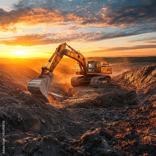 Wallpaper Mural excavator at work in construction site Torontodigital.ca