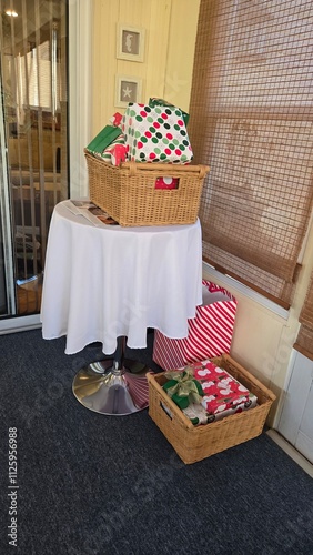 a gifts basket on a table