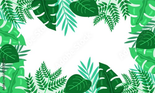 nature background with tropical leaf border