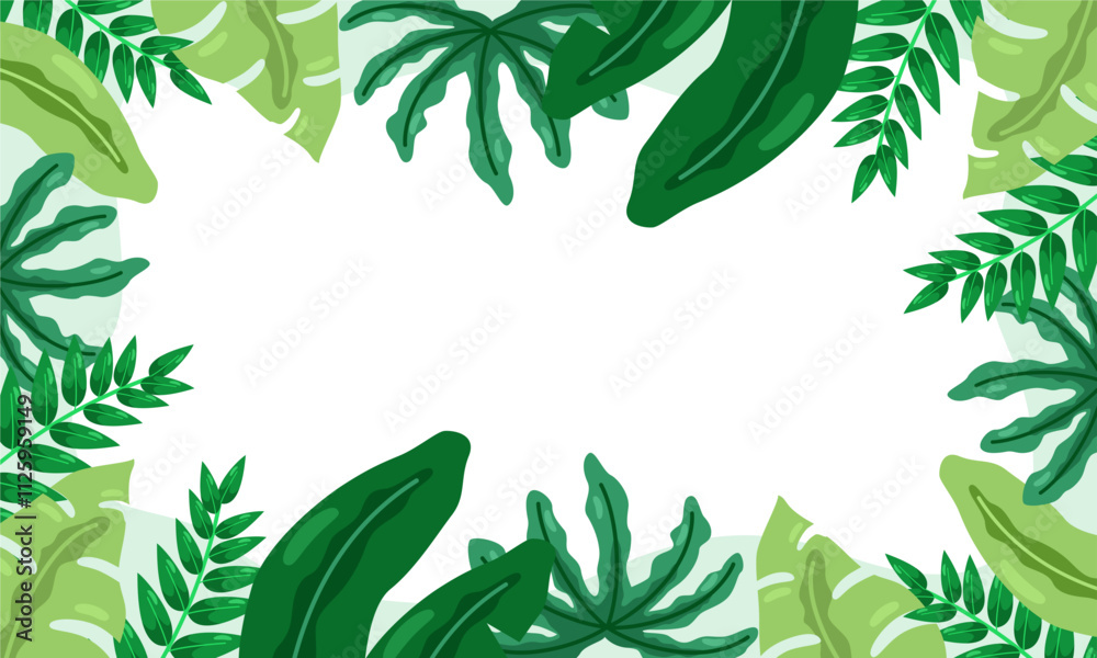 nature background with tropical leaf border nature background with tropical leaf border