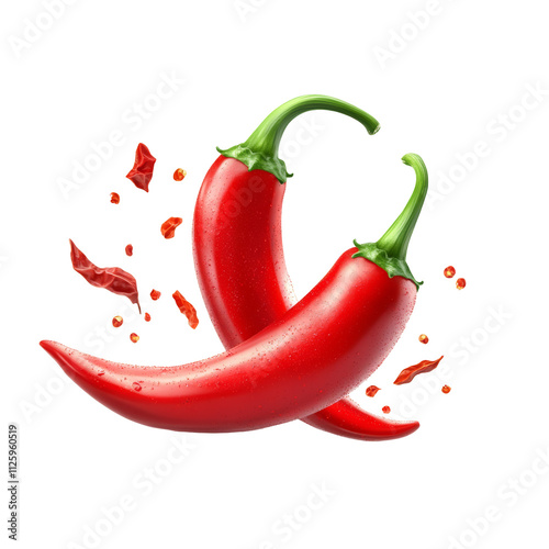Vibrant red chili peppers in action culinary setting high-quality image transparency background cooking inspiration