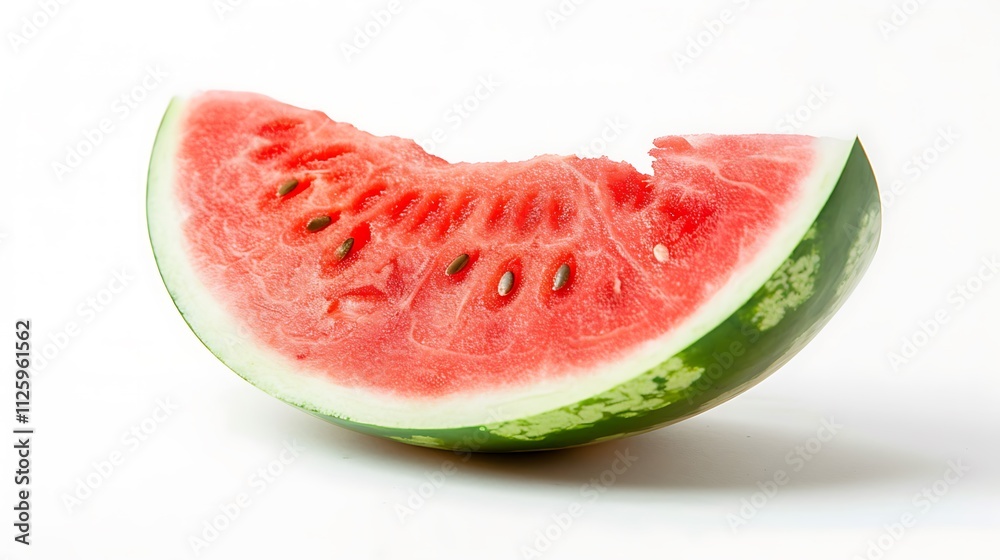 Juicy red watermelon slice with seeds, ideal for summer food, healthy eating, agriculture, fruit industry, and refreshing snack concepts Juicy red watermelon slice with seeds, ideal for summer food, healthy eating, agriculture, fruit industry, and refreshing snack concepts