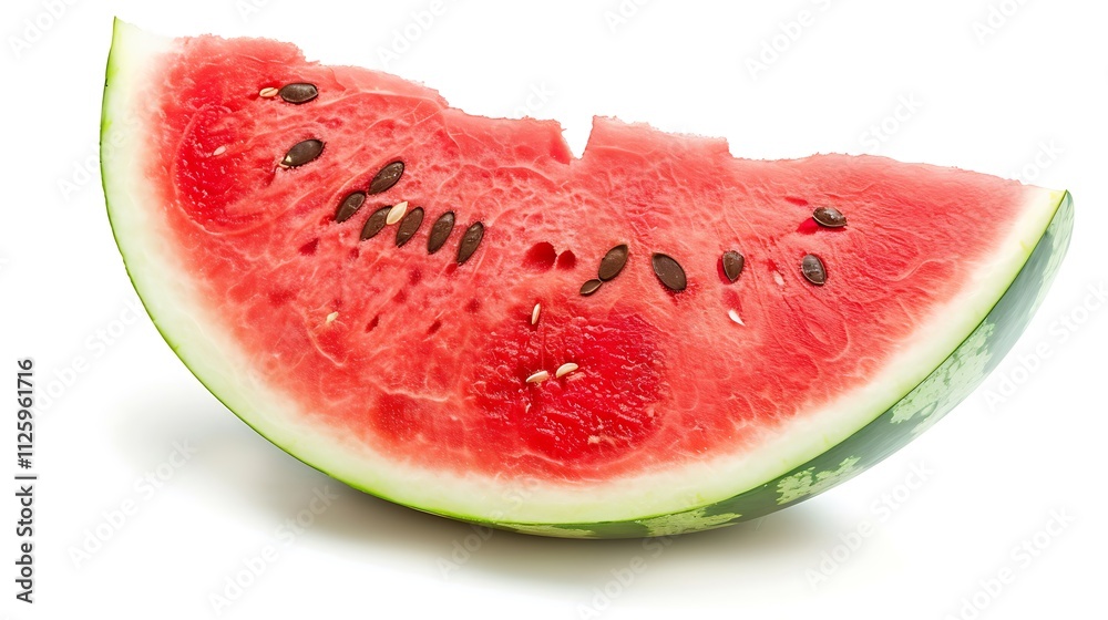 Juicy red watermelon slice with seeds, ideal for summer food, healthy eating, agriculture, fruit industry, and refreshing snack concepts Juicy red watermelon slice with seeds, ideal for summer food, healthy eating, agriculture, fruit industry, and refreshing snack concepts