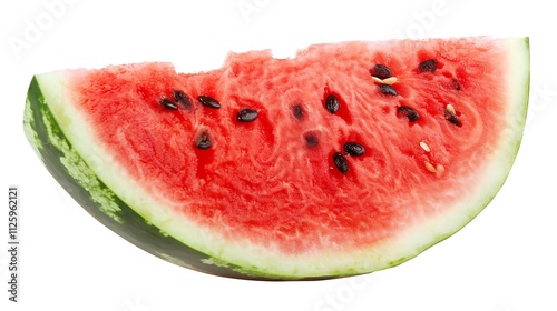 Juicy red watermelon slice with seeds, ideal for summer food, healthy eating, agriculture, fruit industry, and refreshing snack concepts