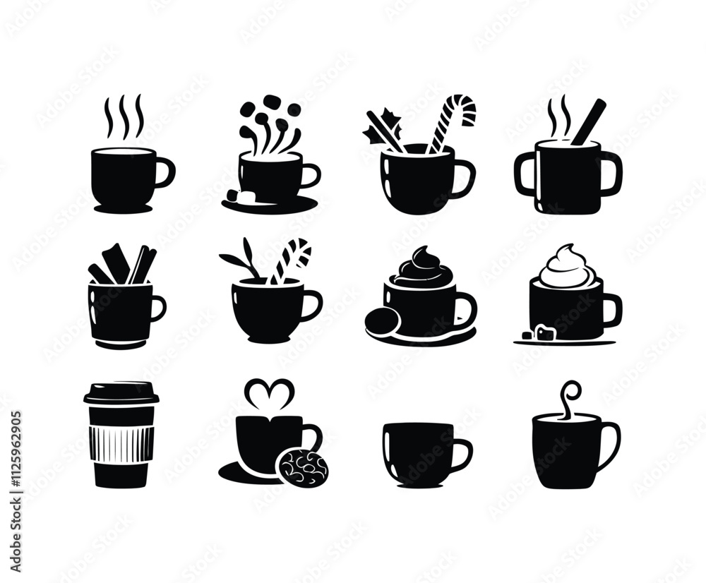 Obraz premium Hot Cocoa Silhouette Collection Vector Template