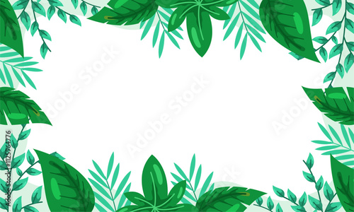 nature background with tropical leaf border