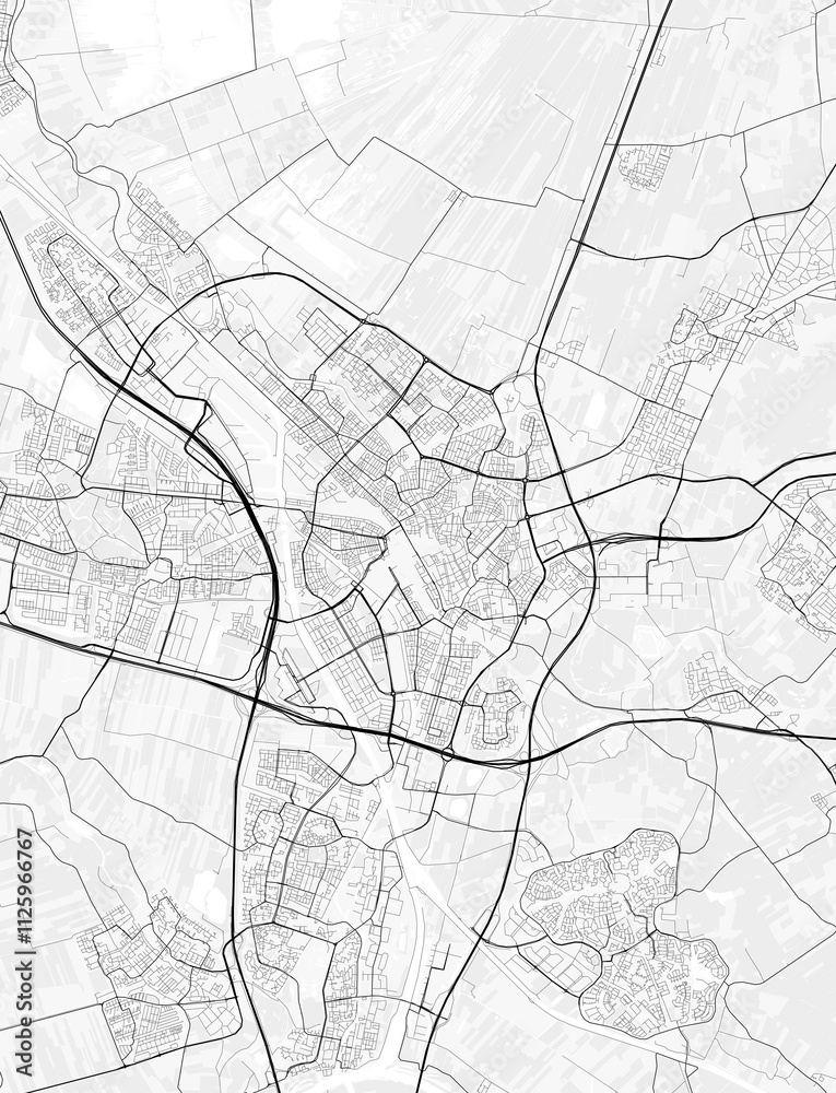 Map of Utrecht, Netherland. Perfect for posters, printing, wallpaper, and home decor. Maps with monochrome and black and white styles, suitable for those who want to customize Map of Utrecht, Netherland. Perfect for posters, printing, wallpaper, and home decor. Maps with monochrome and black and white styles, suitable for those who want to customize