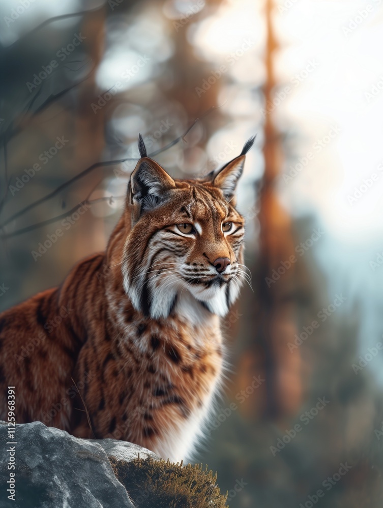 Iberian Lynx, Majestic Wild Cat, Forest Predator in Nature Iberian Lynx, Majestic Wild Cat, Forest Predator in Nature