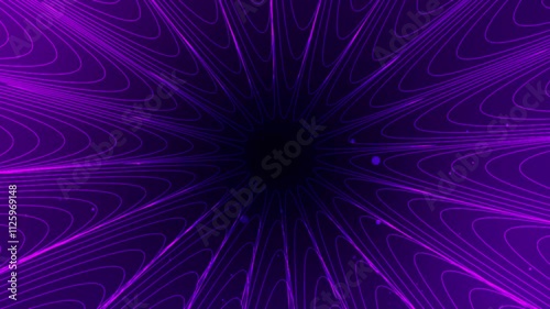 Abstract Purple and Black Swirling Lines Forming a Starburst Pattern