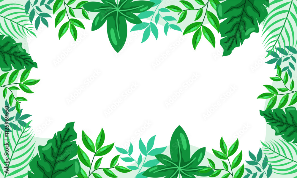 Naklejka premium nature background with tropical leaf border