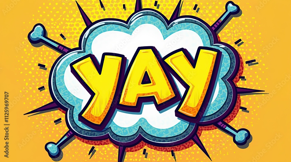 Fototapeta premium Colorful Comic Book Speech Bubble With Yay Text