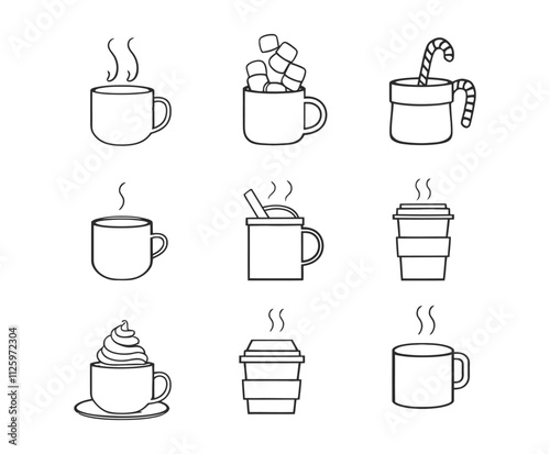 Simple Hot Cocoa Silhouette Design Collection