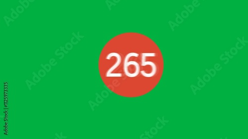 Red badge number count from 0 until 999 animation, e-commerce tag concept. 4K video green screen.