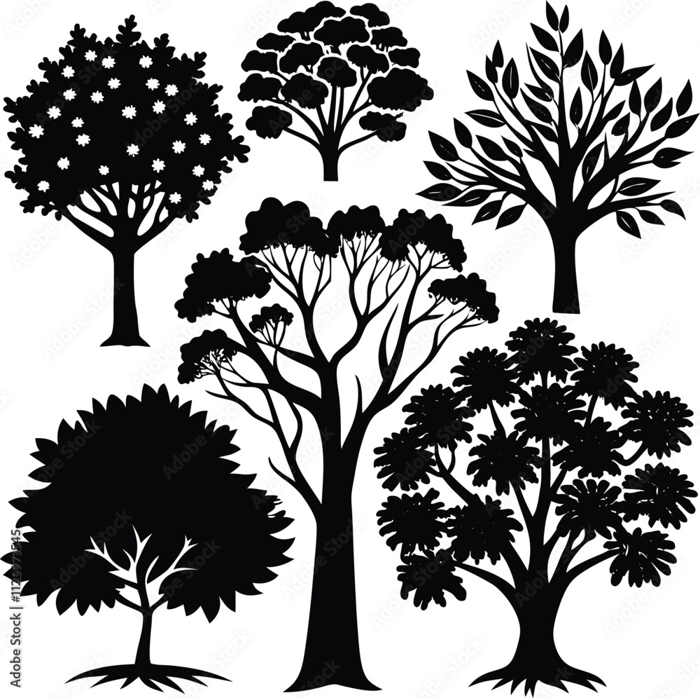Obraz premium Detailed tree silhouettes design