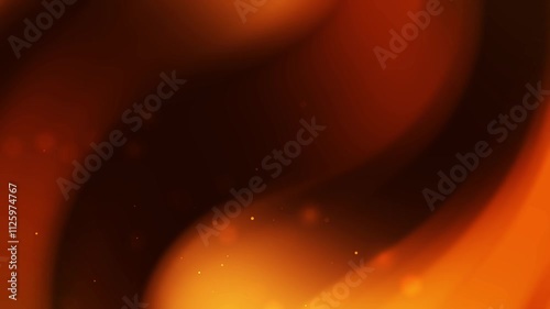 Abstract Orange Swirl with Golden Glowing Particles Background