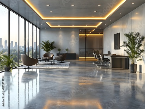 Contemporary Minimalist Office Design with Sleek Metal Accents