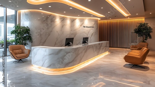 Contemporary Minimalist Office Lobby with Elegant Design Features