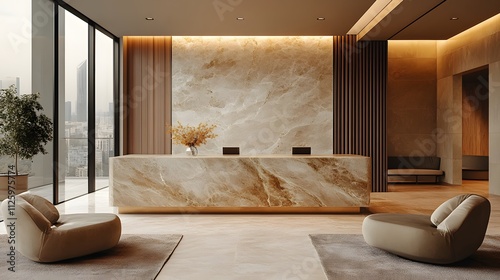 Contemporary Minimalist Office Lobby with Elegant Furniture Design