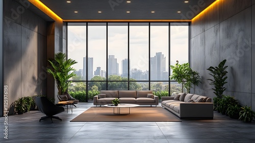 Modern Corporate Meeting Space with Professionals Discussing Ideas