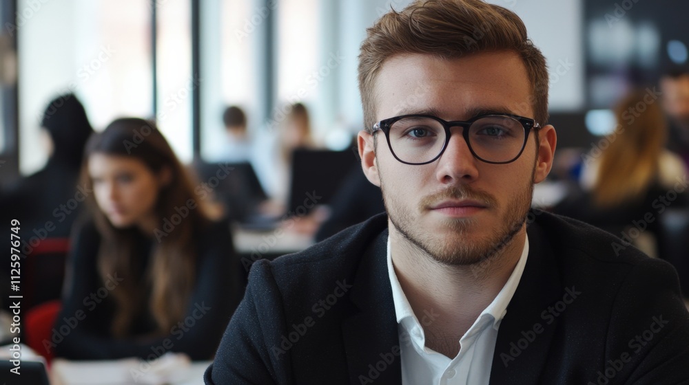 young professional in modern office setting young professional in modern office setting