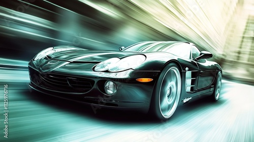 silver car on black background